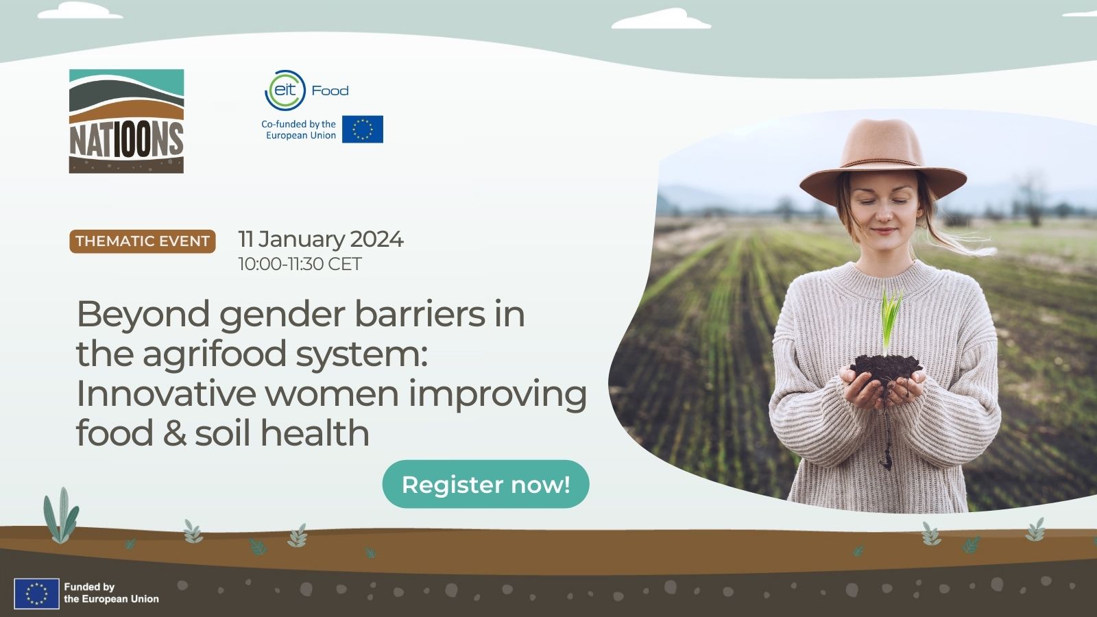 Beyond gender barriers in the agrifood system: Innovative women improving food & soil health - banner