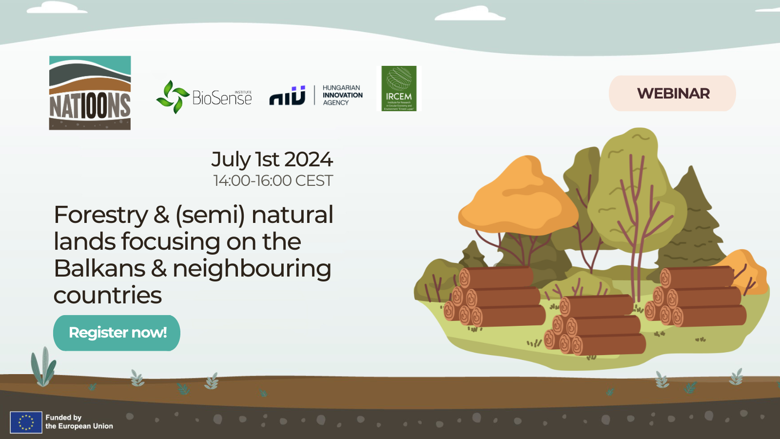 Banner for the webinar - Forestry & (semi)natural lands focusing on the Balkans & neighbouring countries